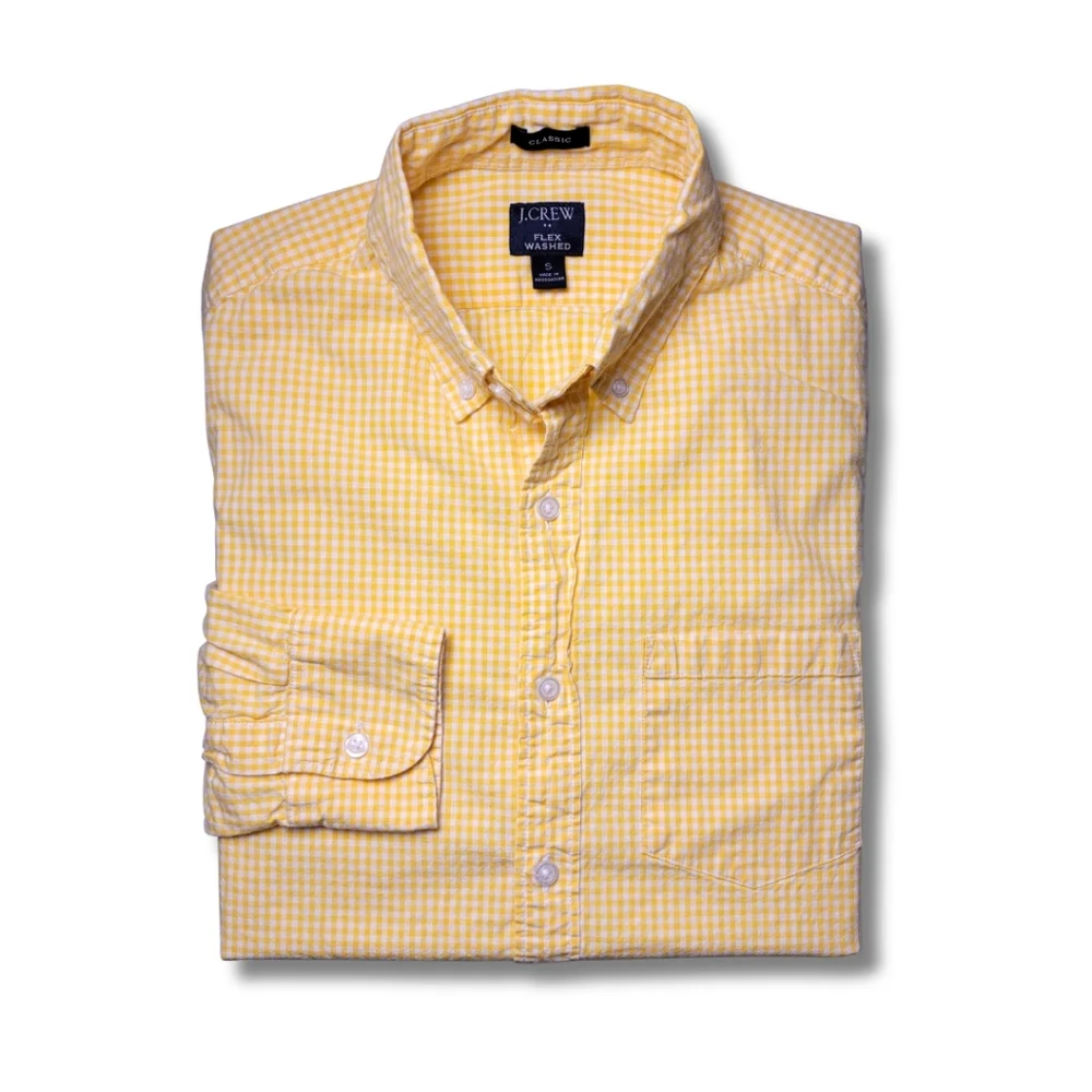 J. Crew Yellow Gingham Long Sleeve Button-Down Shirt S